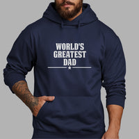 World's Greatest Dad Iron-On Transfer shown on a hoodie