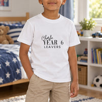 Year 6 Leavers Iron-On Transfer, shown on a white kids t-shirt