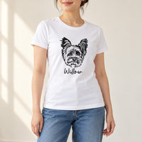 Yorkshire Terrier Iron-On Transfer - Personalised Pet Name Design, shown on a white t-shirt