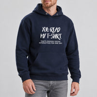 You Read My T-Shirt Iron-On Transfer, shown on a navy hoodie